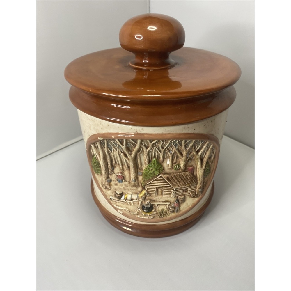 Vintage Hershey Molds 1979 Cookie Jar / Canister, 3D Winter Scene  With Lid Rare - Picture 6 of 11